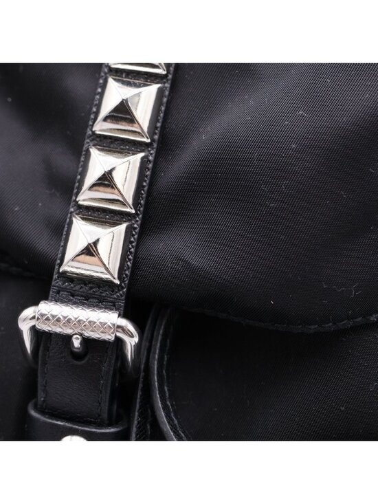 Prada Studded Tessuto Nylon Silver Backpack Black main image 8